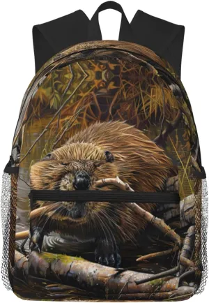beaver working print Lightweight and comfortable backpack Casual Laptop Backpack for Travel Hiking
