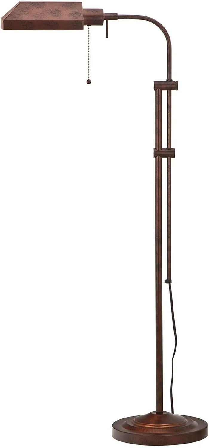 Benjara Metal Rectangular Floor Lamp with Adjustable Pole, Bronze