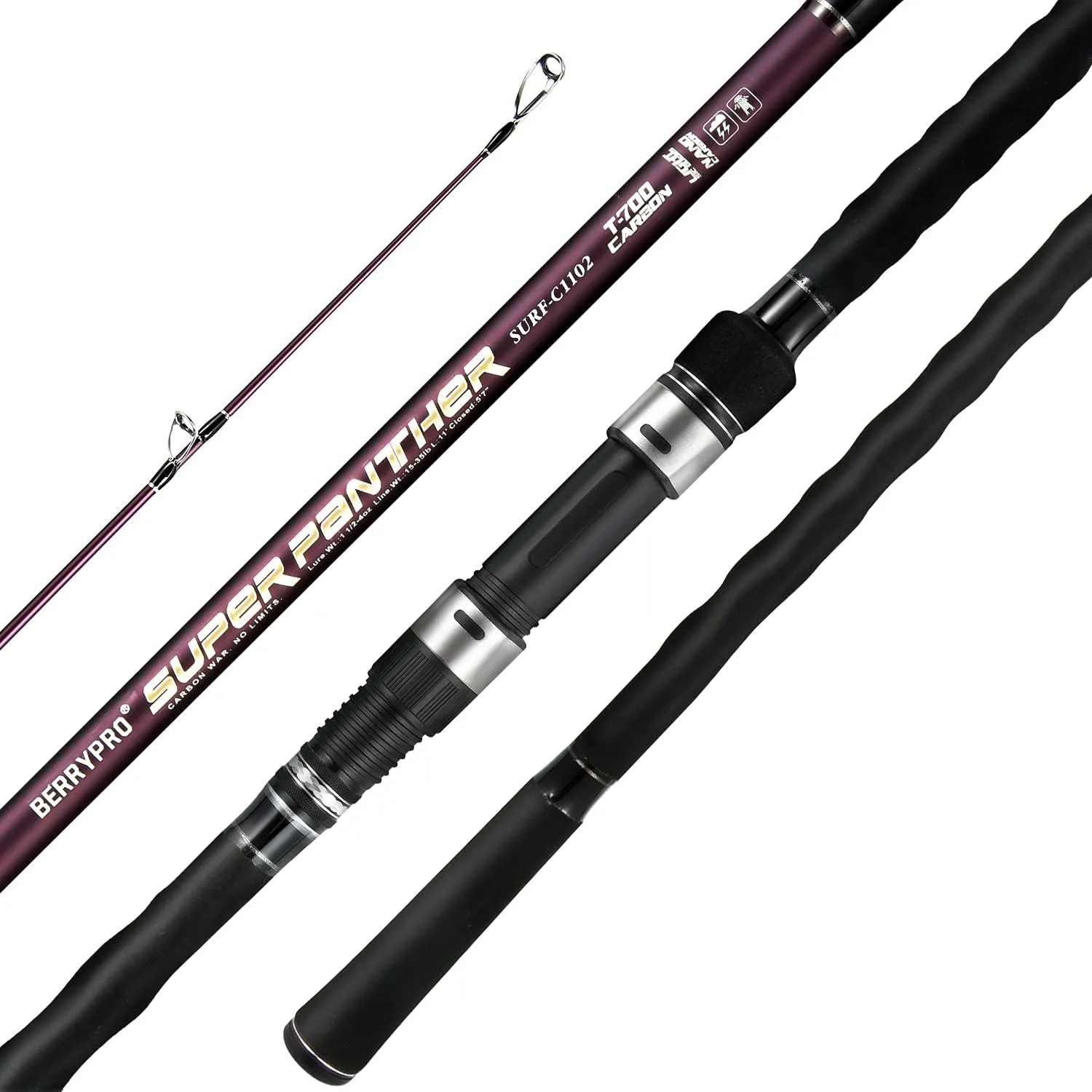 BERRYPRO Surf Spinning Rod Surf Casting Fishing Rod Carbon Fiber Travel Fishing Rod (9'/10'/10'6''/11'/12'/13'3'')