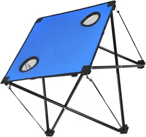 BESPORTBLE Outdoor Folding Table Compact Lightweight Picnic Desk with Cup Holders Portable Travel Table for Camping Easy Setup Blue for Use