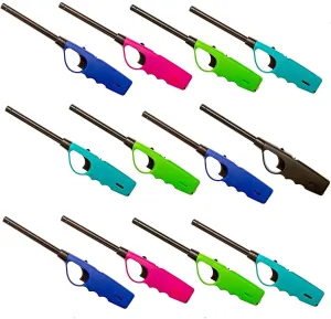 Best Brands USA Long Lighters Bulk Pack, Multi Use Butane Refillable Fire Lighters, Ideal for Fireplace Candle BBQ Grill Gas Stove Campfire, Neon Colors, 12 Pack