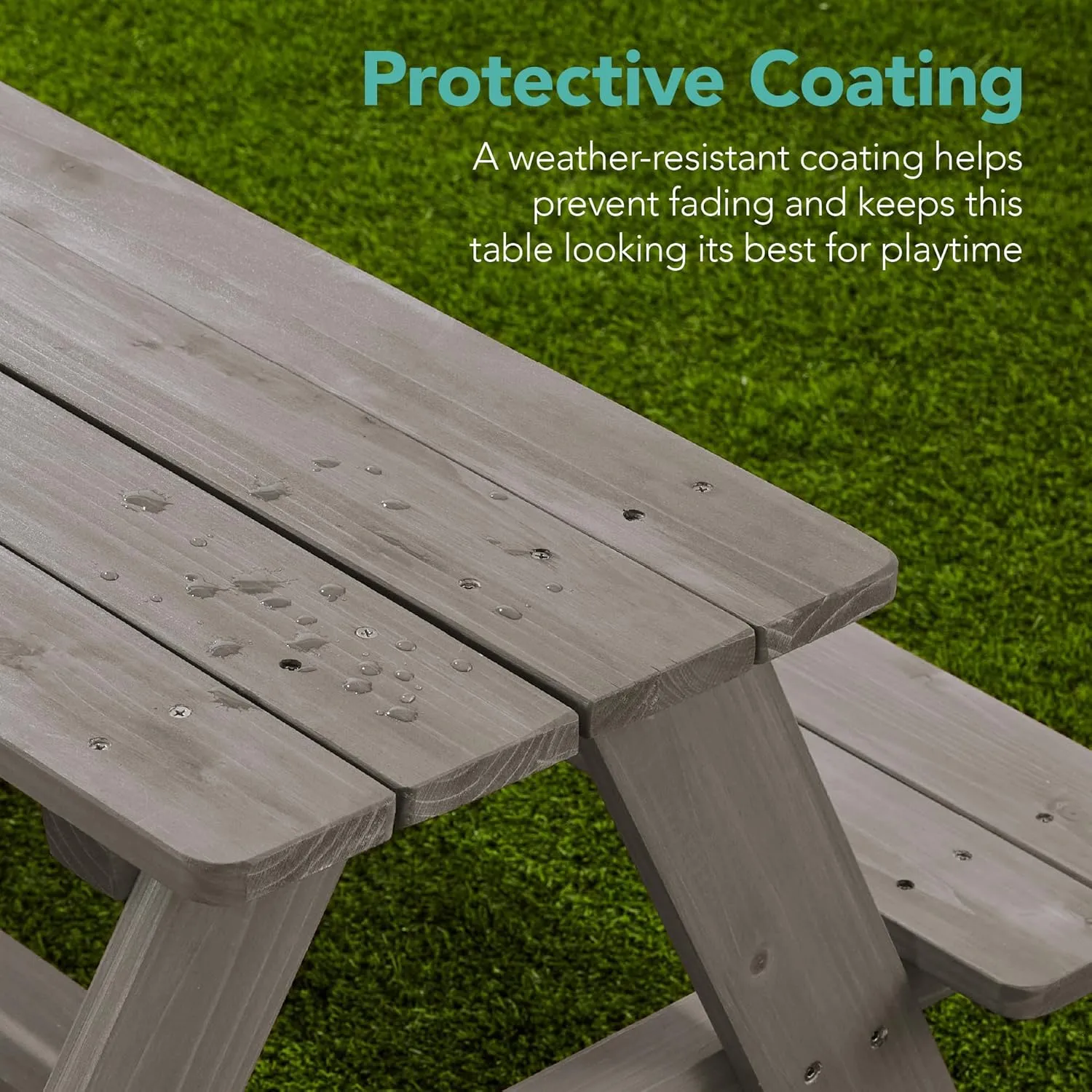Best Choice Products Kids Wooden Picnic Table, Outdoor Activity & Dining Table w/Adjustable Collapsible Umbrella, Built-in Seats - Gray/Navy