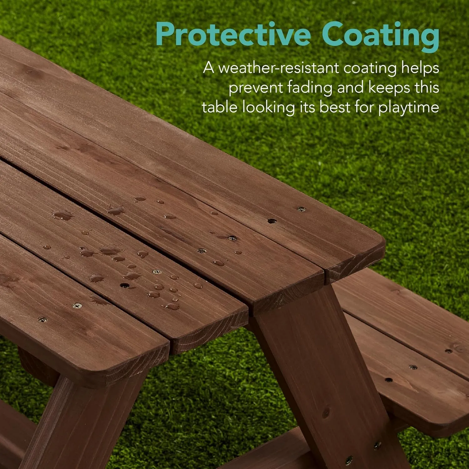 Best Choice Products Kids Wooden Picnic Table, Outdoor Activity & Dining Table w/Adjustable Collapsible Umbrella, Built-in Seats - Walnut/Beige