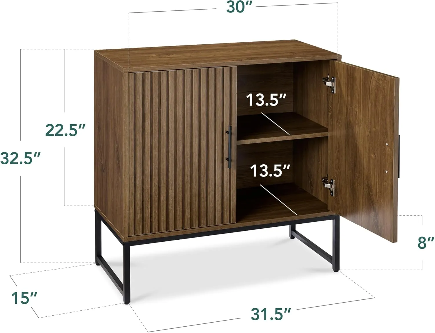 Best Choice Products Slatted Sideboard Buffet Cabinet, Entryway Table, Accent Storage Cabinet, Console Table for Hallway, Living Room, Dining Room – Dark Brown