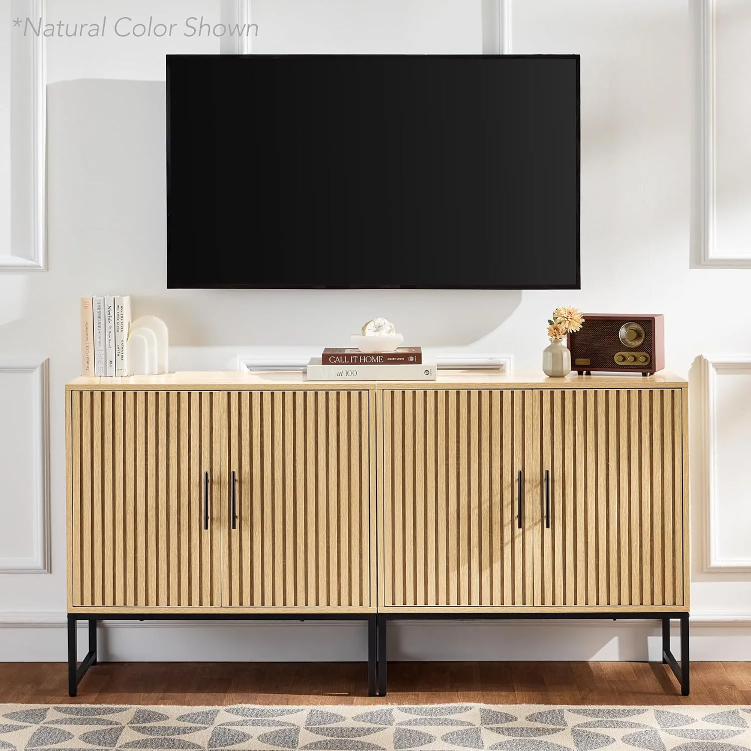 Best Choice Products Slatted Sideboard Buffet Cabinet, Entryway Table, Accent Storage Cabinet, Console Table for Hallway, Living Room, Dining Room – Dark Brown