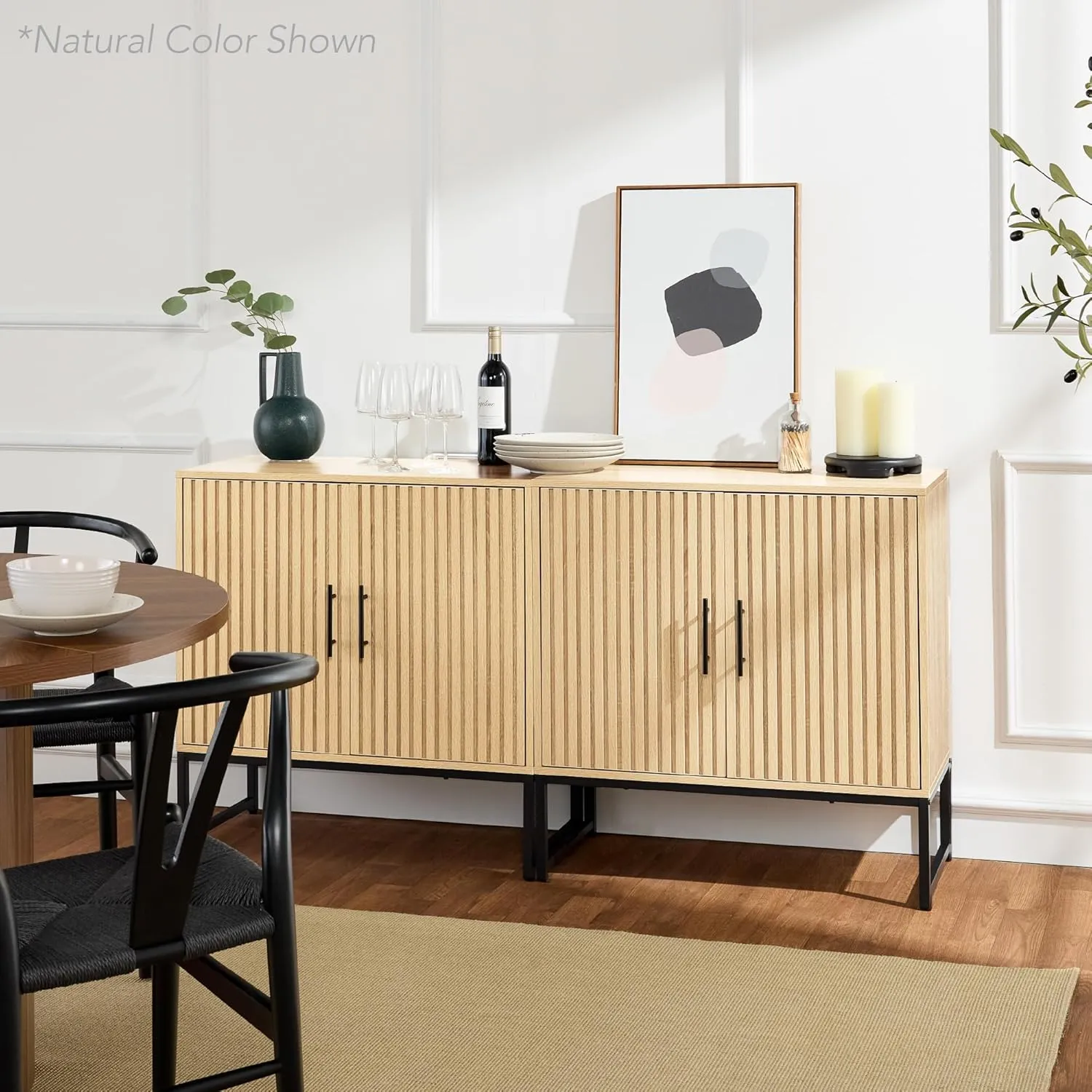 Best Choice Products Slatted Sideboard Buffet Cabinet, Entryway Table, Accent Storage Cabinet, Console Table for Hallway, Living Room, Dining Room – Dark Brown