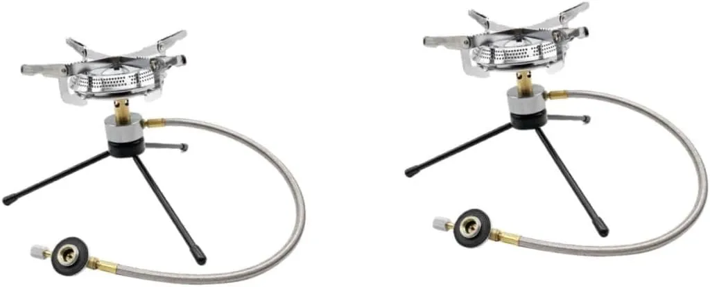 BESTonZON 2 Sets Outdoor Stove Burner Portable Gas Stove for Camping Picnics and Outdoor Cooking with Hose for Hiking and Emergency Use