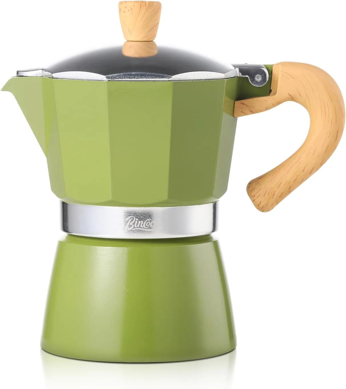 Bincoo Espresso Maker Stovetop - Small Camping Moka Pot 1-2 Espresso Cup/120ML,Stove Top Espresso Pot Italian Coffee Maker,Easy to Use (Green)