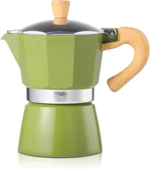 Bincoo Espresso Maker Stovetop - Small Camping Moka Pot 1-2 Espresso Cup/120ML,Stove Top Espresso Pot Italian Coffee Maker,Easy to Use (Green)