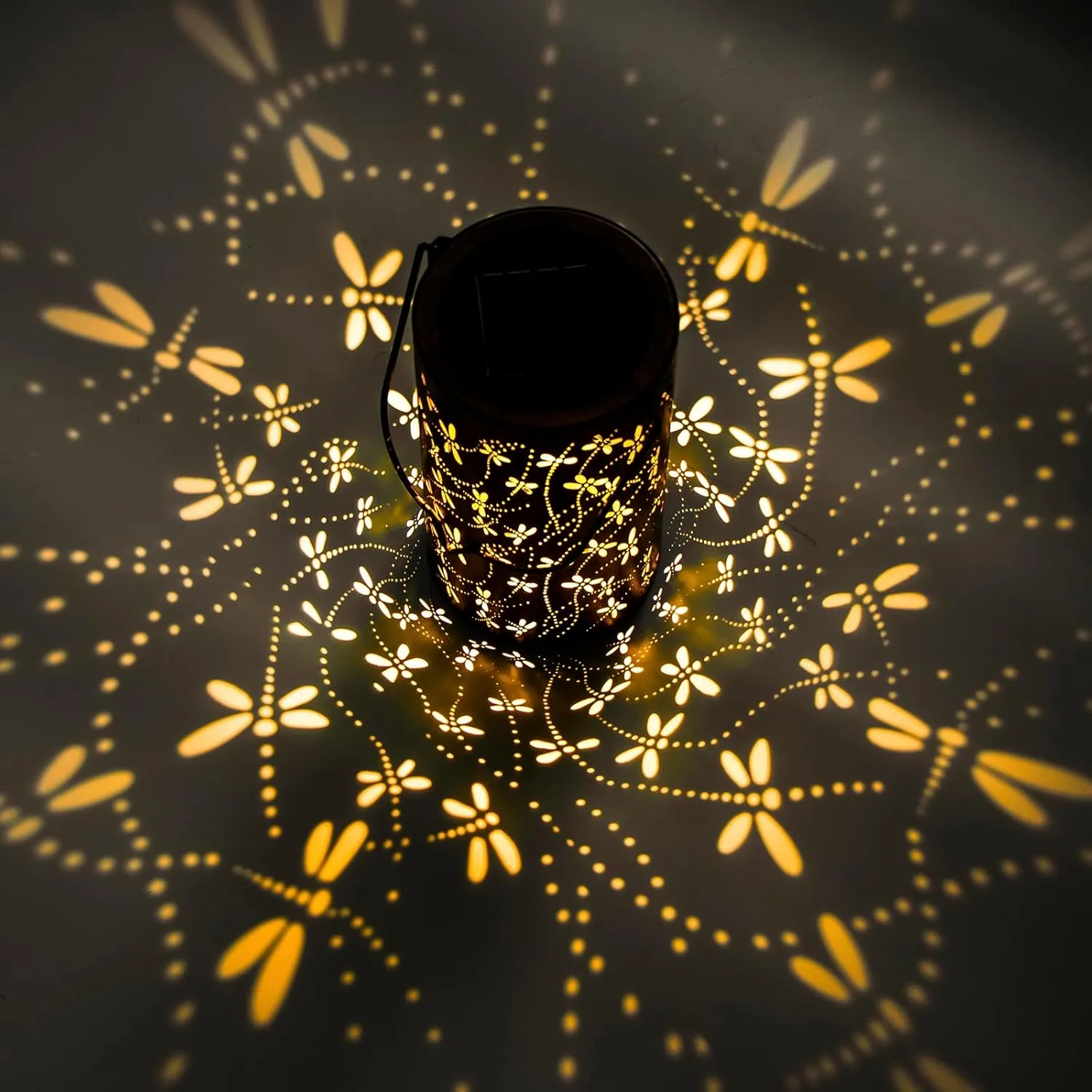 Birthday Gifts for Women,Solar Lanterns Outdoor Hanging Lantern Lights, Dragonfly Hollowed-Out Metal Decor Lantern, Waterproof LED Decorative Garden Light - Delicate Garden Decoration for Patio, Yard