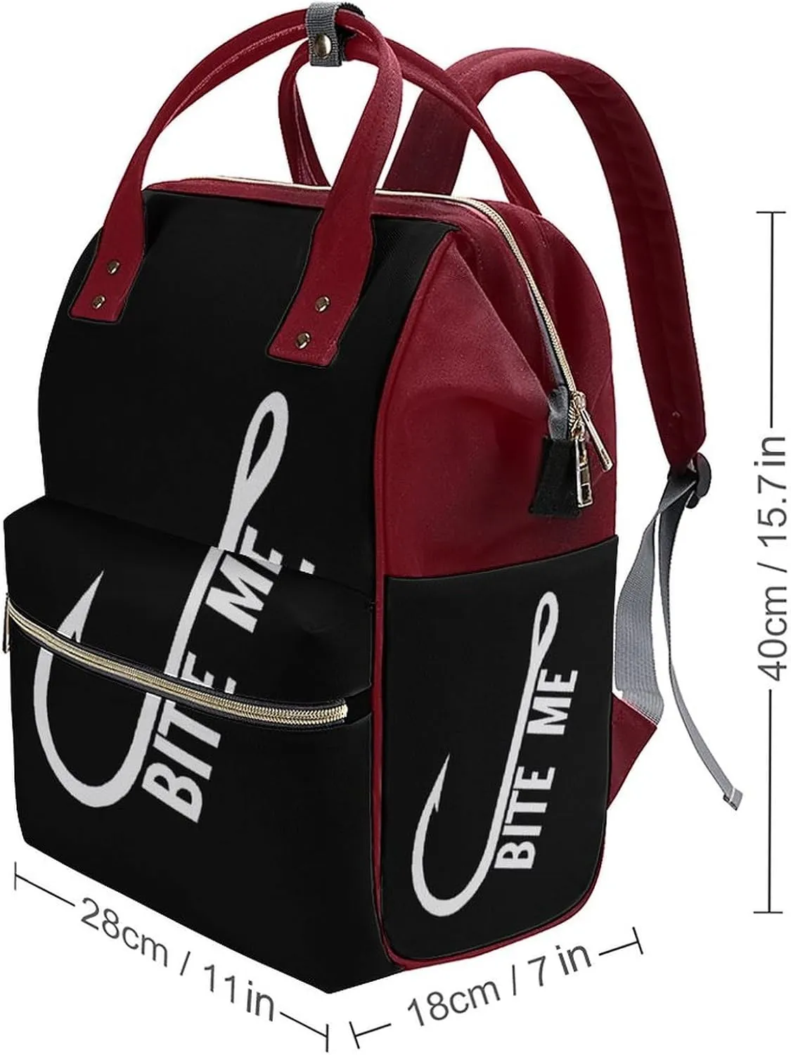 Bite Me Fishing Large Travel Bag Backpack Waterproof Bags for Women Back Pack with Bottle Pocket