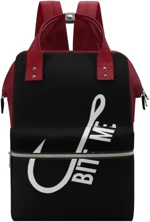 Bite Me Fishing Large Travel Bag Backpack Waterproof Bags for Women Back Pack with Bottle Pocket