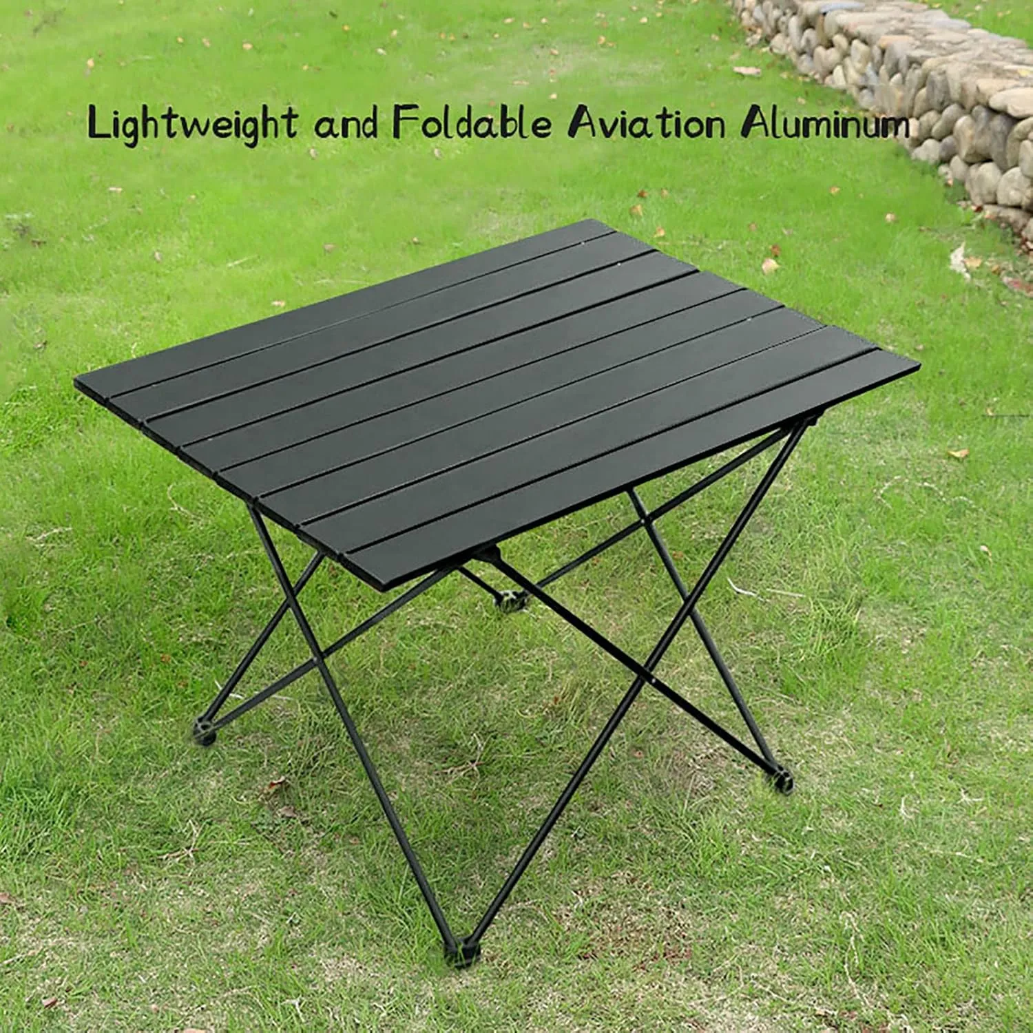 BK&MF Outdoor Folding Camping Table,Aluminum Picnic Camping Table Ultralight Compact Grill Table with Carry Bag for Cooking, Picnic, Camp,A,67x47x46cm(26x19x18inch)