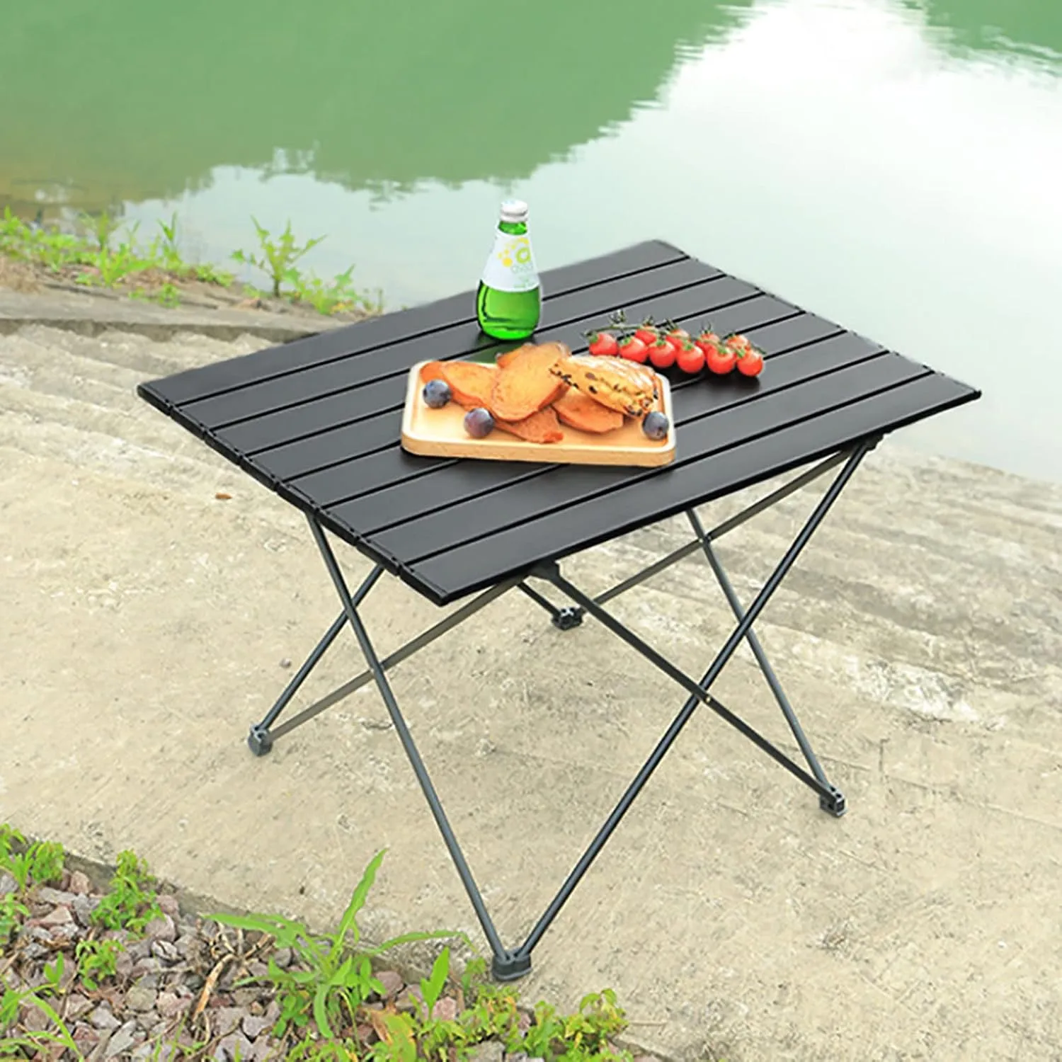 BK&MF Outdoor Folding Camping Table,Aluminum Picnic Camping Table Ultralight Compact Grill Table with Carry Bag for Cooking, Picnic, Camp,A,67x47x46cm(26x19x18inch)