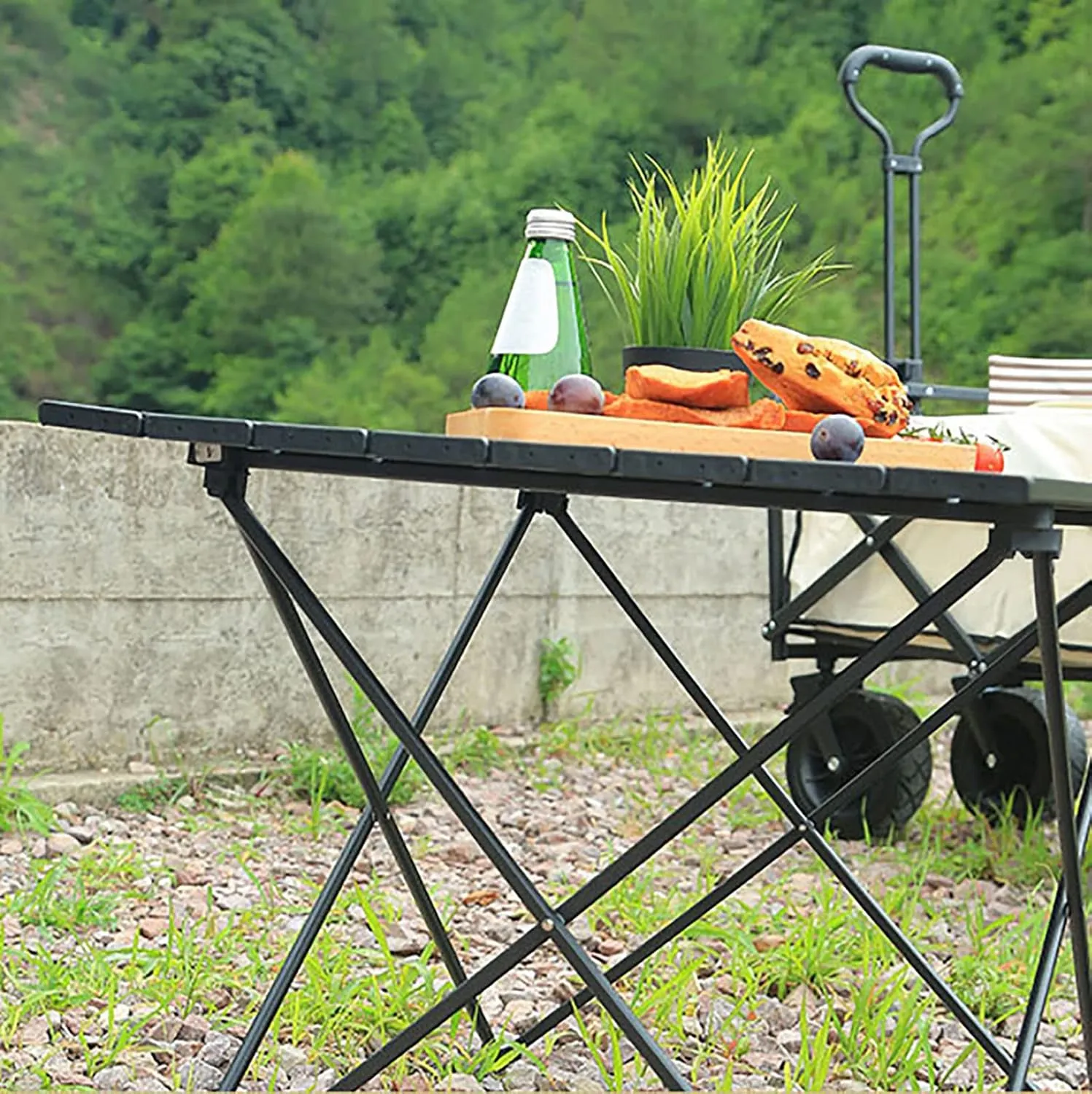 BK&MF Outdoor Folding Camping Table,Aluminum Picnic Camping Table Ultralight Compact Grill Table with Carry Bag for Cooking, Picnic, Camp,A,67x47x46cm(26x19x18inch)