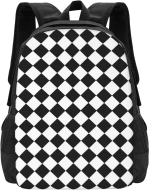 Black And White Diamond Pattern Lightweight Packable Backpack Travel Casual Hiking Daypack Foldable Backpack For Men Women