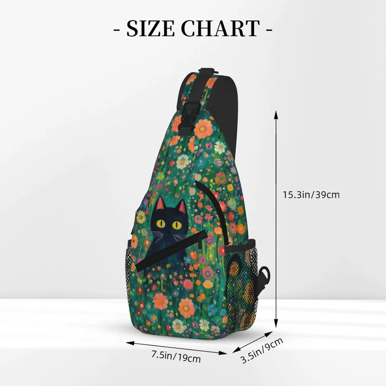 Black Cat Sling Bag Crossbody Backpack Shoulder Daypack Multipurpose Cross Body Chest Bag for Men Women Travel Hiking Sports Gym