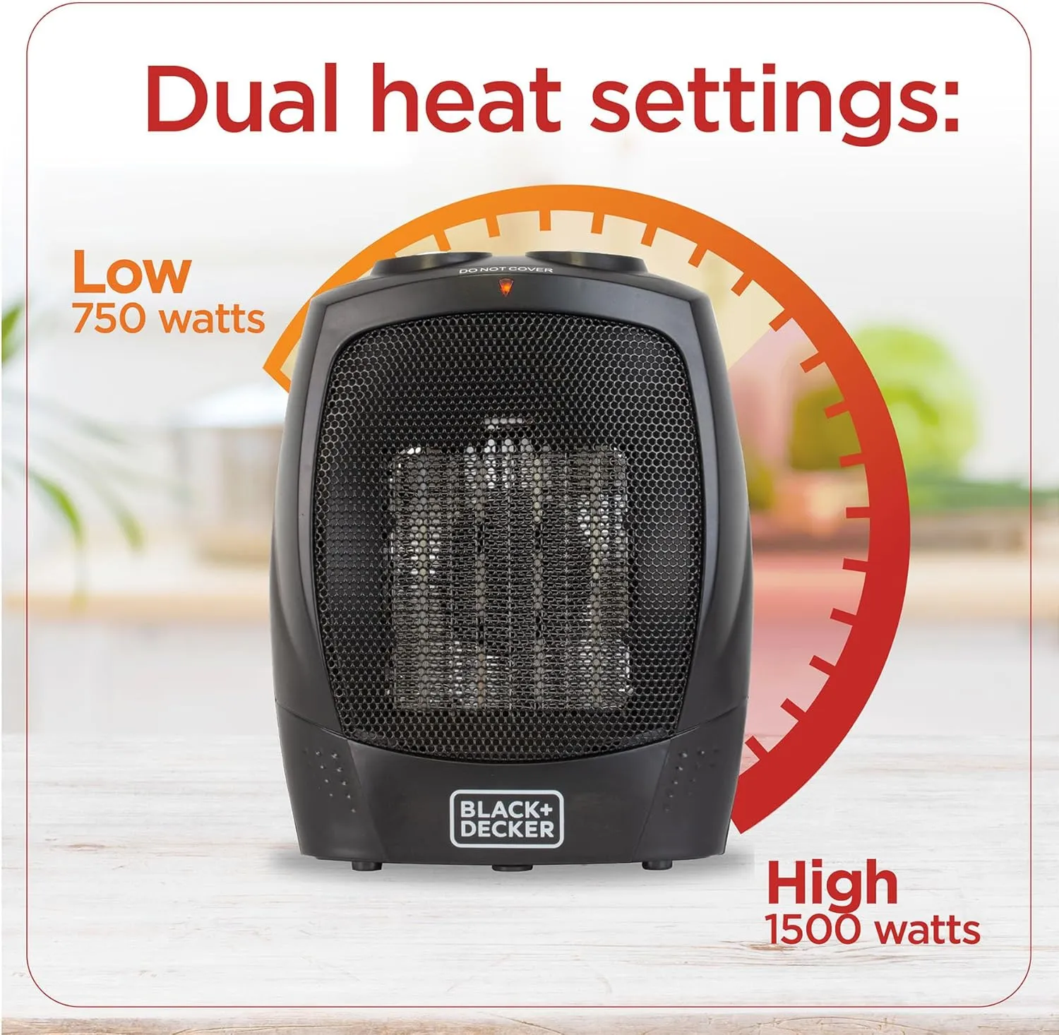 BLACK DECKER Portable Space Heater, Room Space Heater with Carry Handle for Easy Transport