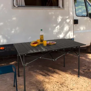 Black Folding Camping Table, Portable Roll-up Table, Lightweight Foldable Camp Table for Outdoor, Large Table for Picnic Barbecue Grill Beach Patio,37x20 inch,Portable Folding Table