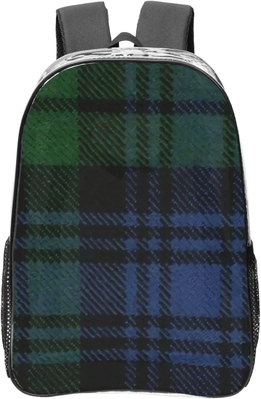 Black Watch Ancient Original Scottish Tartan Lightweight Clear Backpack - Transparent Bag For Work, Gym & Stadium Compliance