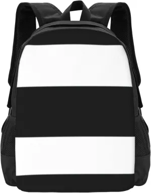 Black White Stripes Lightweight Packable Backpack Travel Casual Hiking Daypack Foldable Backpack For Men Women