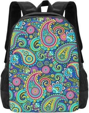 Blue Pink Paisley Lightweight Packable Backpack Travel Casual Large Capacity Daypack Foldable Backpack For Men Women
