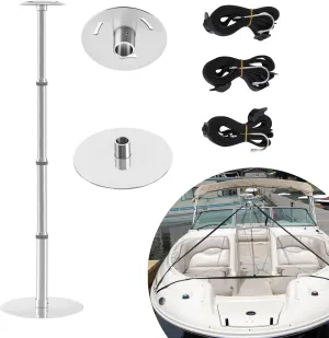 ﻿Boat Cover Support Poles,Stainless Steel Boat Cover Support System Pole,Telescoping and Adjustable Height, Boat Adjustable Pole with Stable Stainless Steel Base (Telescoping (Pack 1))