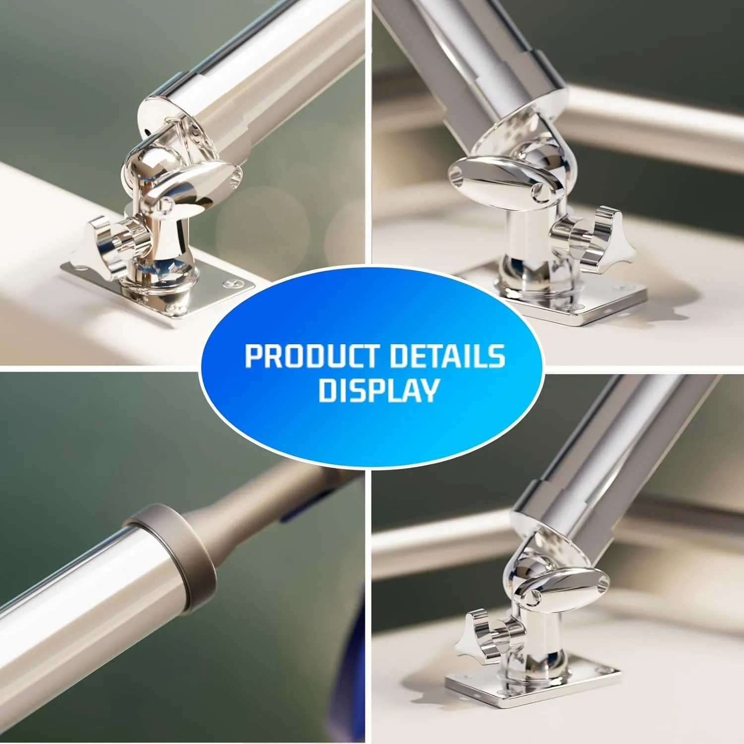 Boat Fishing Rod Holder, 360 Degree Marine Grade Stainless Steel 316 Adjustable Swivel Fishing Pole Holders, Deck Mount and Rail Mount Fishing Rod Bracket