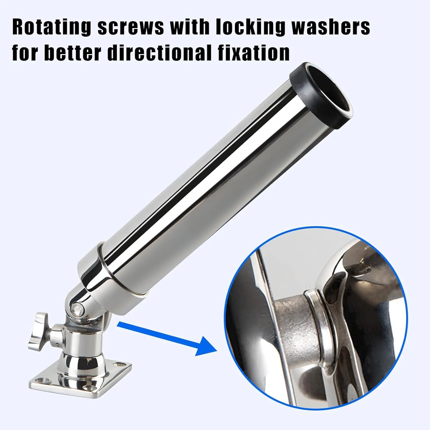 Boat Fishing Rod Holder, 360 Degree Marine Grade Stainless Steel 316 Adjustable Swivel Fishing Pole Holders, Deck Mount and Rail Mount Fishing Rod Bracket