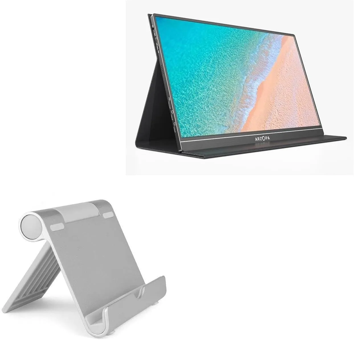 BoxWave Stand and Mount Compatible with ARZOPA Portable Monitor S1 Table (15.6 in) - VersaView Aluminum Stand, Portable, Multi Angle Viewing Sturdy