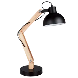 Bright Star Lighting TL143 BLACK Metal and Wood Table Lamp with Metal Shade