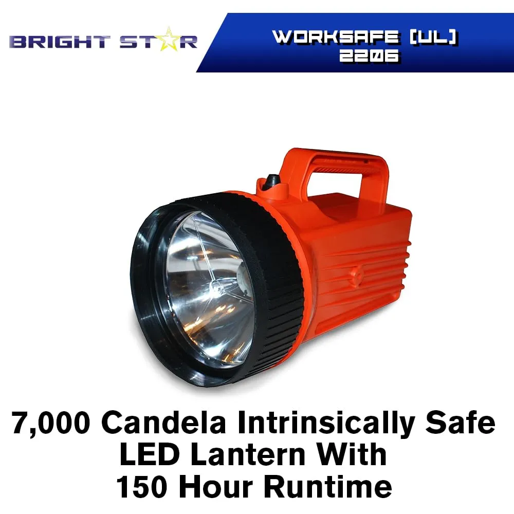 Bright Star WorkSAFE 2206 LED 4-D Cell Intrinsically Safe LED Lantern ,Lightweight, Glove Friendly, Waterproof 90 Lumens, 165M Beam Distance, 150 Hours Run Time