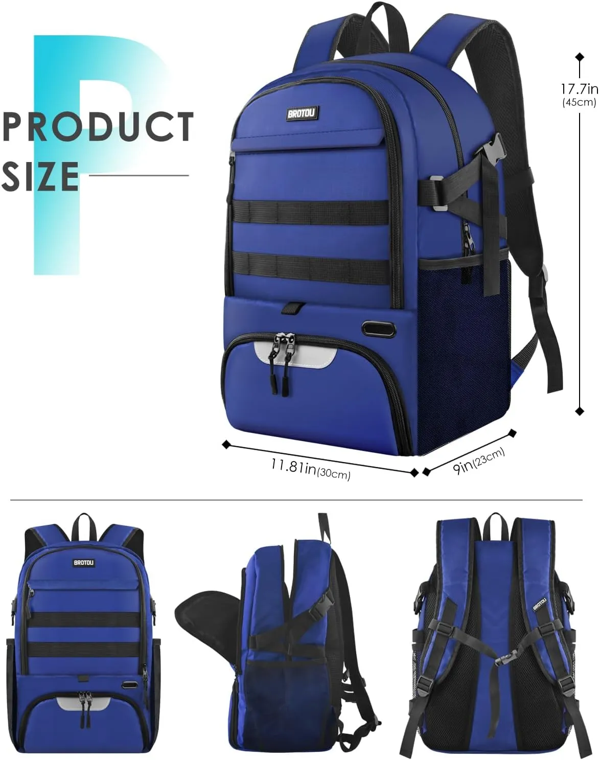 BROTOU Basketball Bag, Soccer Backpack Volleyball Football Backpack Sports Gym Bag with Shoe&Ball Compartment