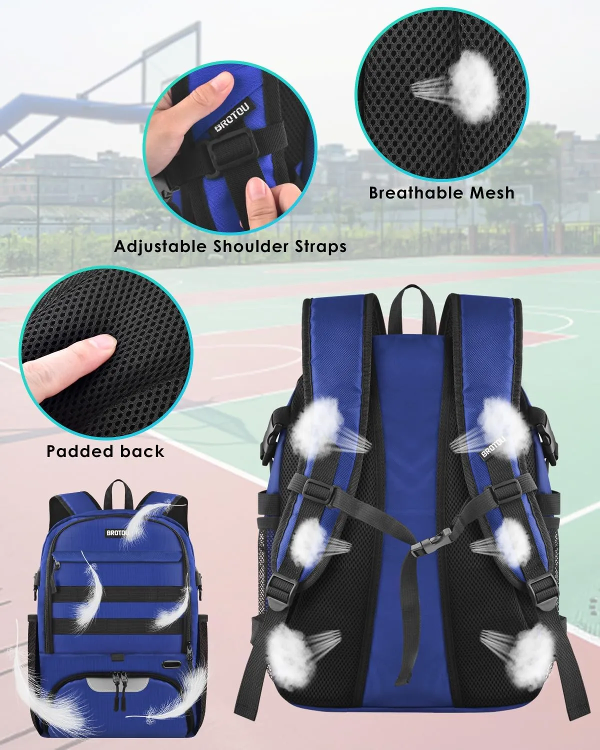 BROTOU Basketball Bag, Soccer Backpack Volleyball Football Backpack Sports Gym Bag with Shoe&Ball Compartment