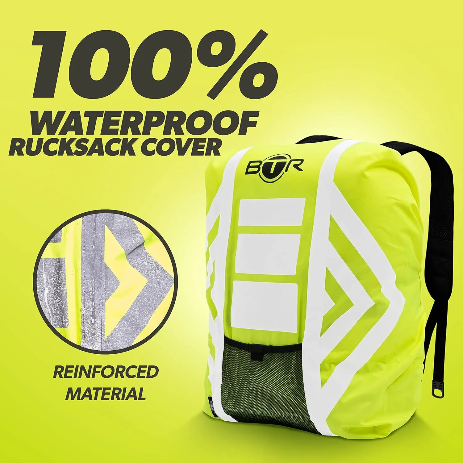 BTR Waterproof High Vis Reflective Backpack Cover