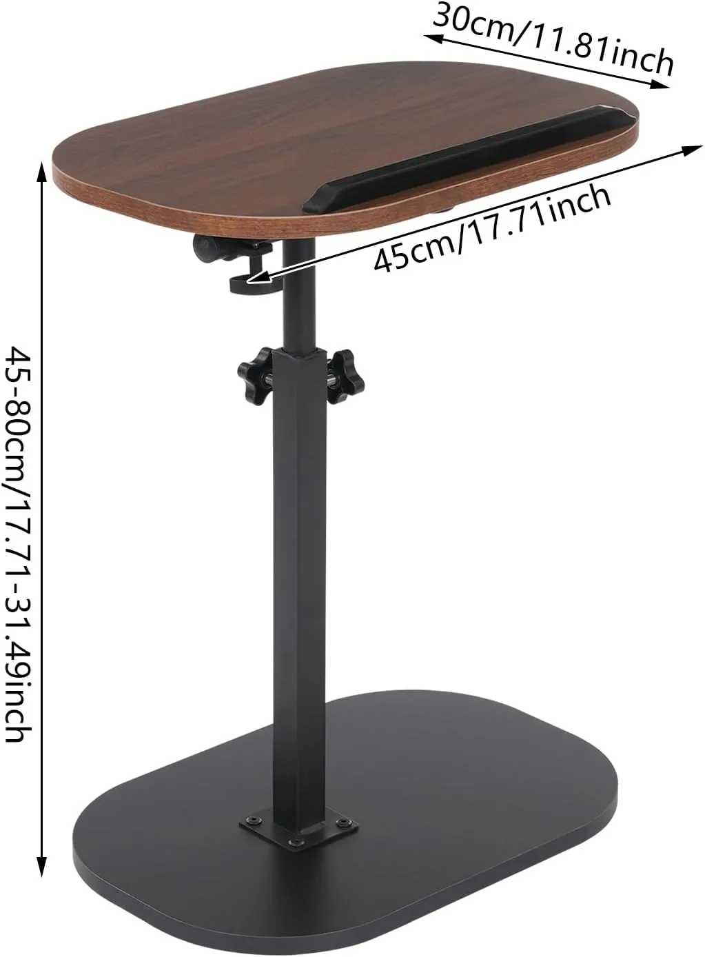 C Shaped End Table Adjustable Height, 360° Swivel & 320° Flip Tiltable Panel TV Tray Table, Sofa Side Table Couch Tables, Eating Coffee Laptop Desk for Home Living Room Office Bedroom (Walnut Color)