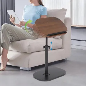 C Shaped End Table Adjustable Height, 360° Swivel & 320° Flip Tiltable Panel TV Tray Table, Sofa Side Table Couch Tables, Eating Coffee Laptop Desk for Home Living Room Office Bedroom (Walnut Color)