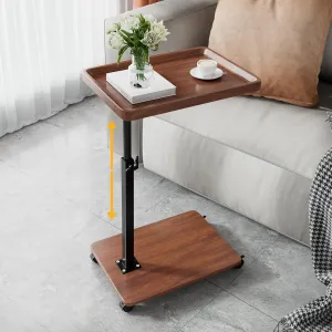 C Table End Table Adjustable Height, 360°Swivel TV Tray Table for Small Spaces, Couch Tables That slide under, C Shaped Side Tables living room and bedroom for Sofa, Bed,Chair, Snack (Walnut Brown)
