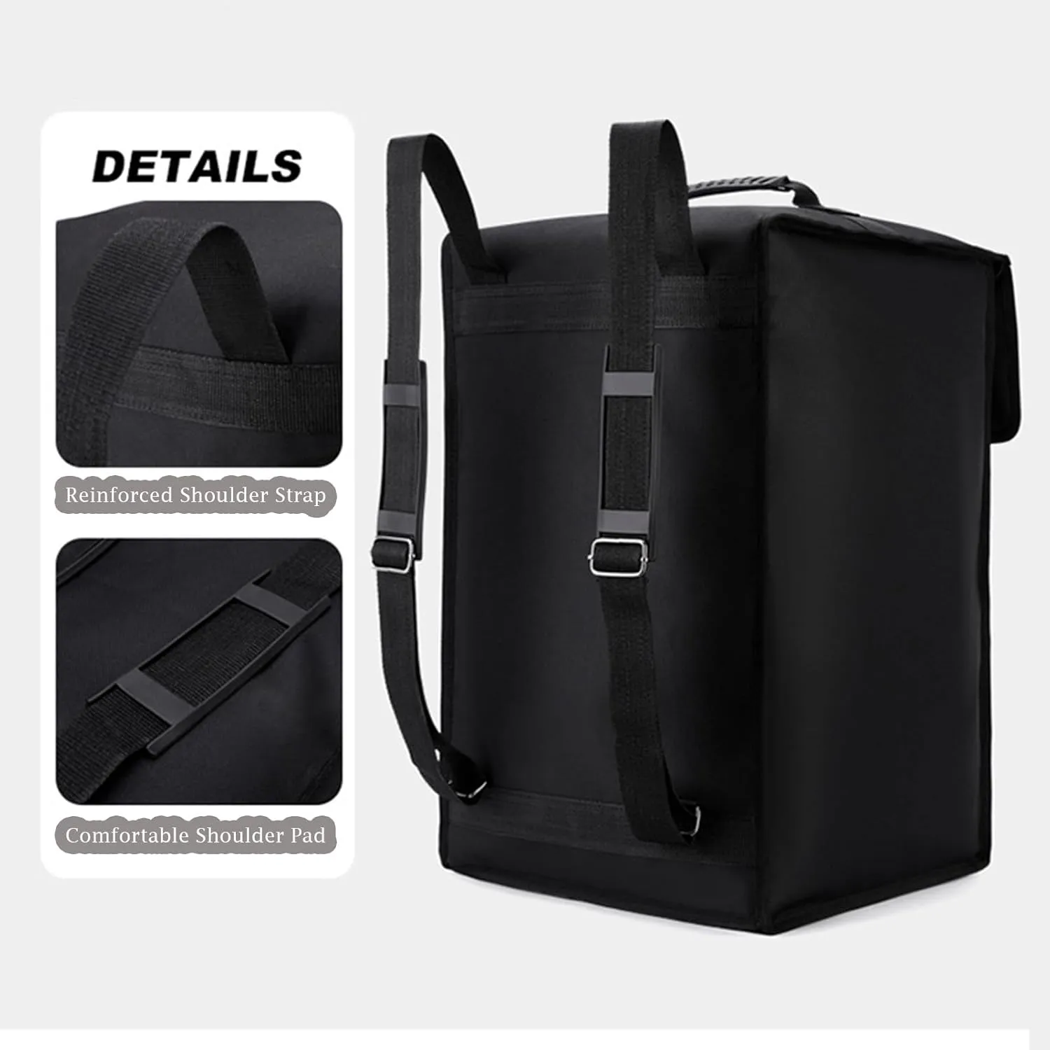 Cajon Box Drum Bag with Carry Handle and Shoulder Straps, Waterproof Padded Backpack For Drum Accessories, Thick and Portable Travel Drummers Carry Bag (Black, XL: 20.5x13.4x13.4 in)