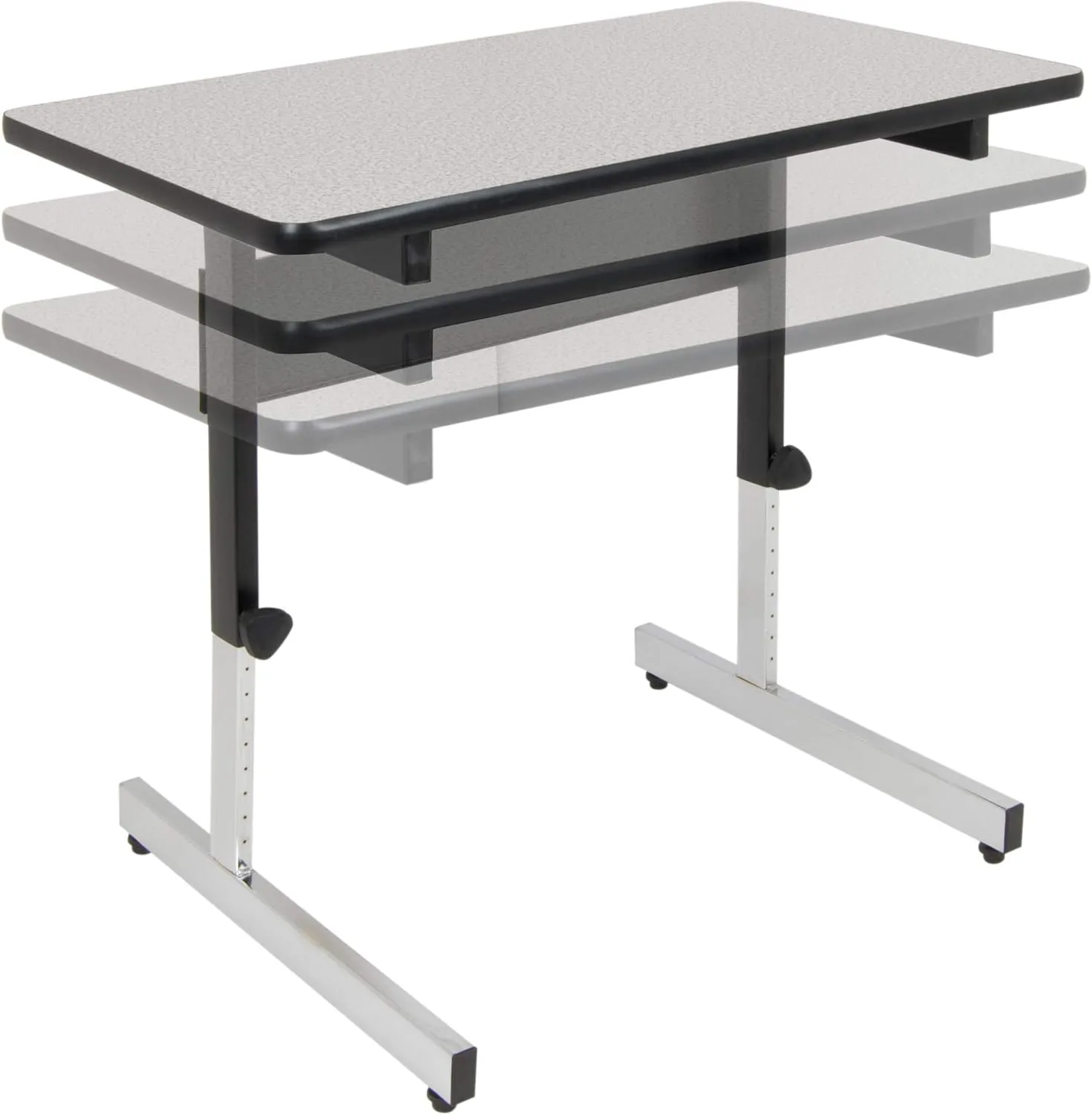 Calico Designs Adapta Desk - Height Adjustable Desk - 23"-33.5" - All-Purpose Standing Table for Home Office, Art, and More - Spatter Gray/Black