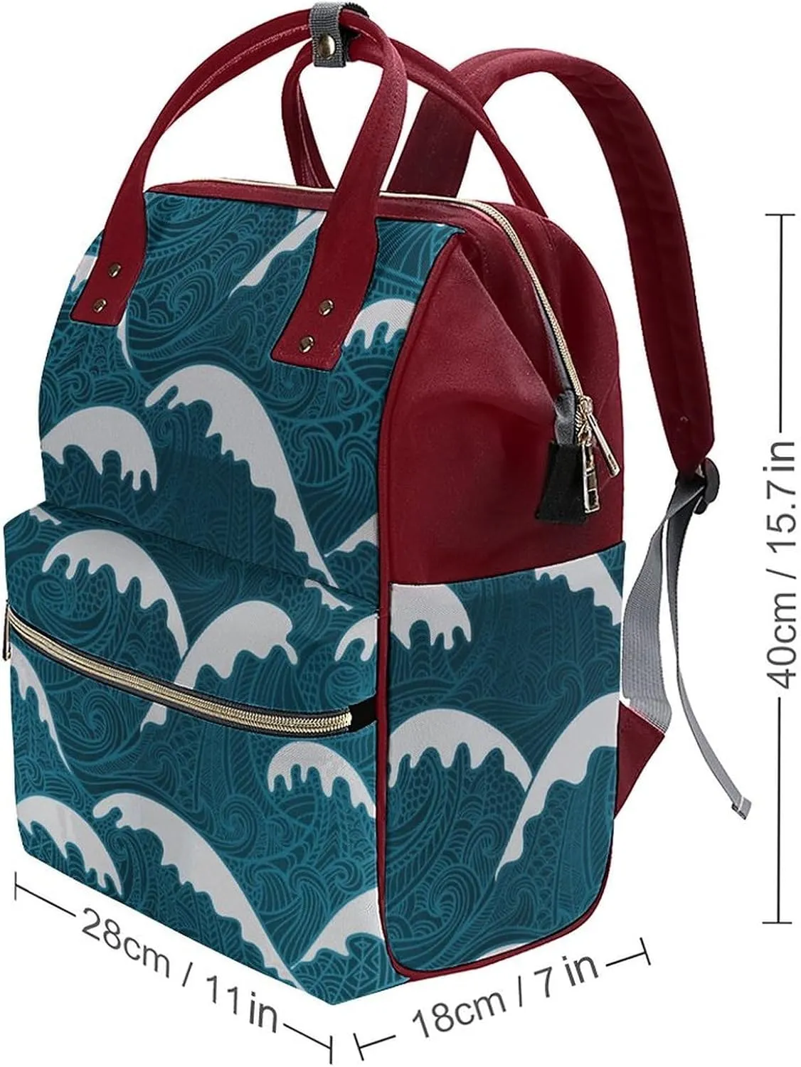 Calm Sea Waves Large Travel Bag Backpack Waterproof Bags for Women Back Pack with Bottle Pocket