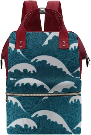 Calm Sea Waves Large Travel Bag Backpack Waterproof Bags for Women Back Pack with Bottle Pocket