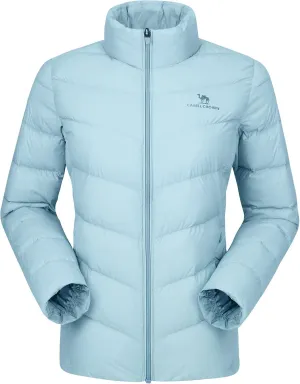 CAMELSPORTS Women's Down Jacket Hooded Winter Light Weight Short Puffer Coats Packable Warm Windproof Ladies Parka