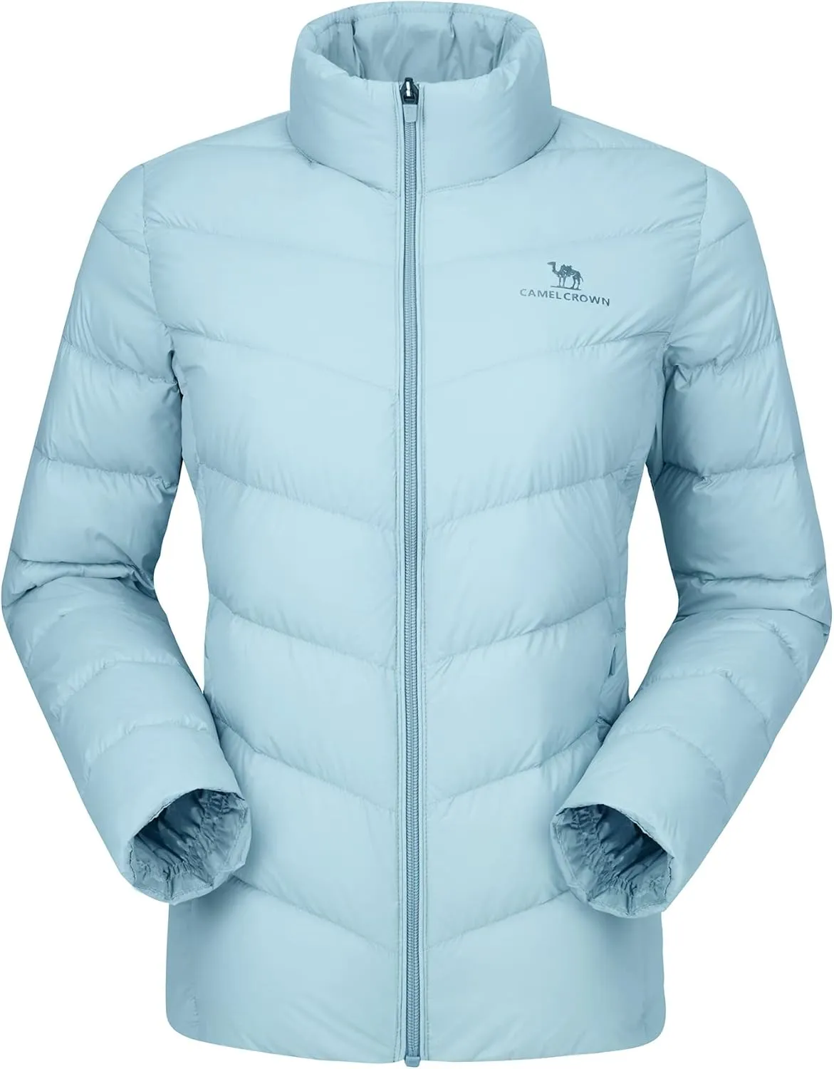 CAMELSPORTS Women's Down Jacket Hooded Winter Light Weight Short Puffer Coats Packable Warm Windproof Ladies Parka