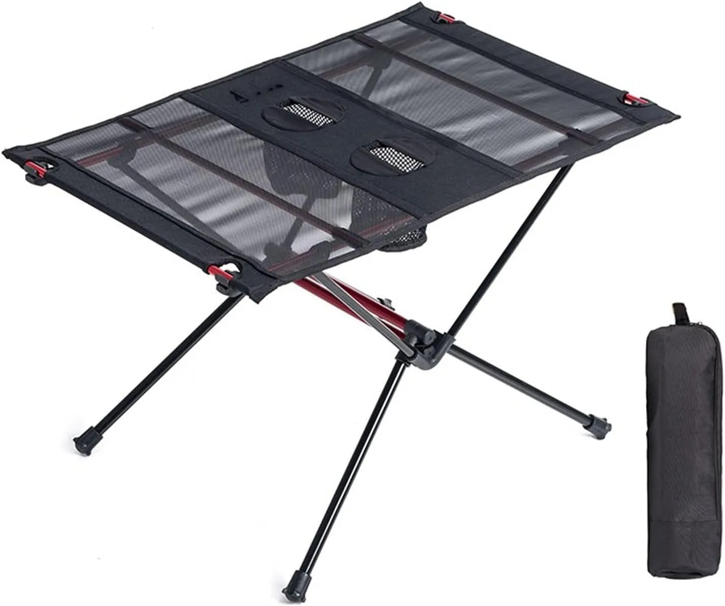 Camp Table Lightweight Collapsible Aluminum Portable Roll Up Folding Camping Table，Side Table with Storage Bag and Carrying Bag for Outdoor Camping, Picnic