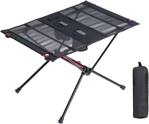 Camp Table Lightweight Collapsible Aluminum Portable Roll Up Folding Camping Table，Side Table with Storage Bag and Carrying Bag for Outdoor Camping, Picnic