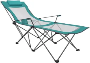 Camping Chair Camp Chair Portable Camping Chair with Footrest Mesh Backrest Folding Reclining Lunch Break Bed Sitting Lying Dual-Purpose Beach Seat Folding Chairs Outdoor Fishing Chair (Col