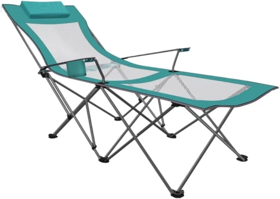 Camping Chair Camp Chair Portable Camping Chair with Footrest Mesh Backrest Folding Reclining Lunch Break Bed Sitting Lying Dual-Purpose Beach Seat Folding Chairs Outdoor Fishing Chair (Col
