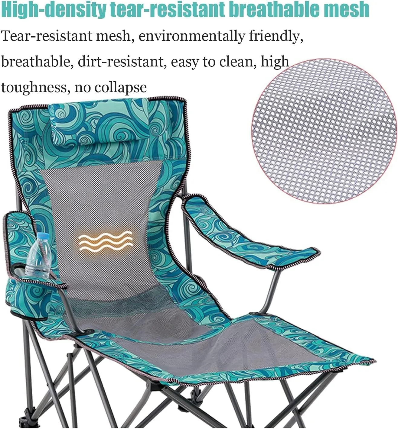 Camping Chair Portable Camping Chair with Footrest Mesh Backrest Folding Reclining Lunch Break Bed Sitting Lying Dual-Purpose Beach Seat Folding Chair (Color : C) (C One