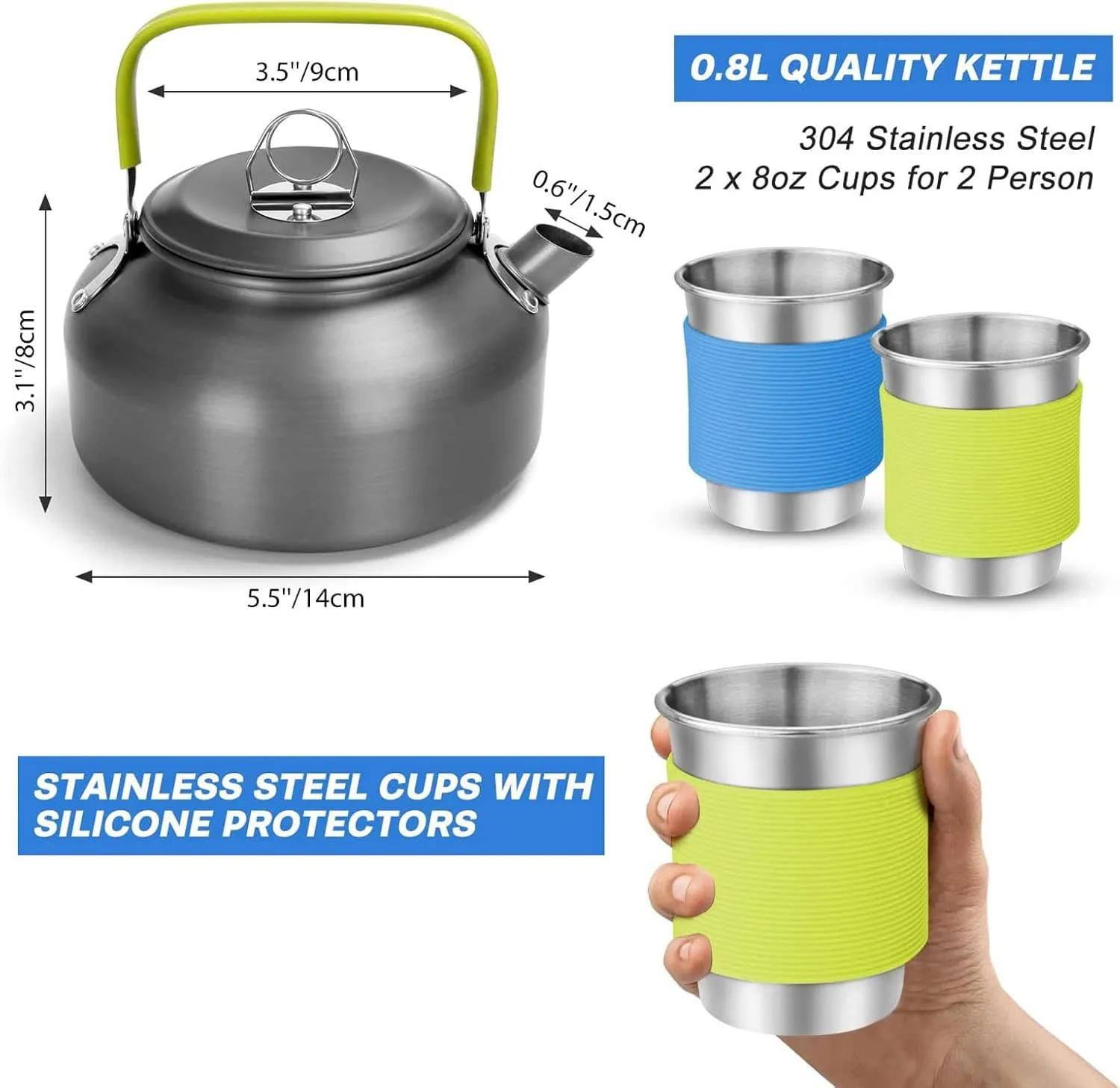 Camping Cookwa Set Outdoor Cooking Equipment for Camping Hiking and Picnics for 2 People All in One Compact Camp Cooking Set